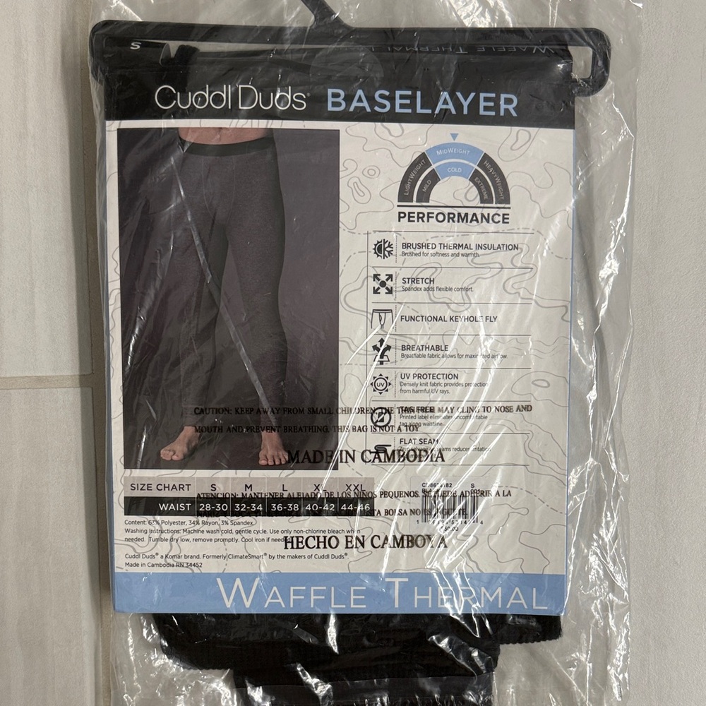Cuddl Duds Black Waffle Thermal Baselayer